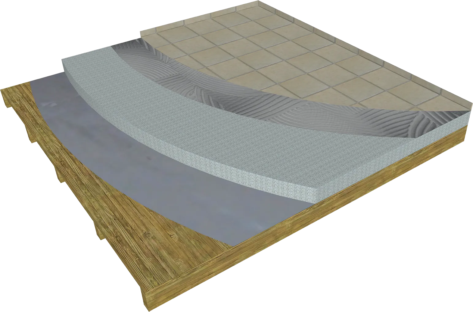 Coupe d’un sol avec BETOPRONTO® sous carrelage